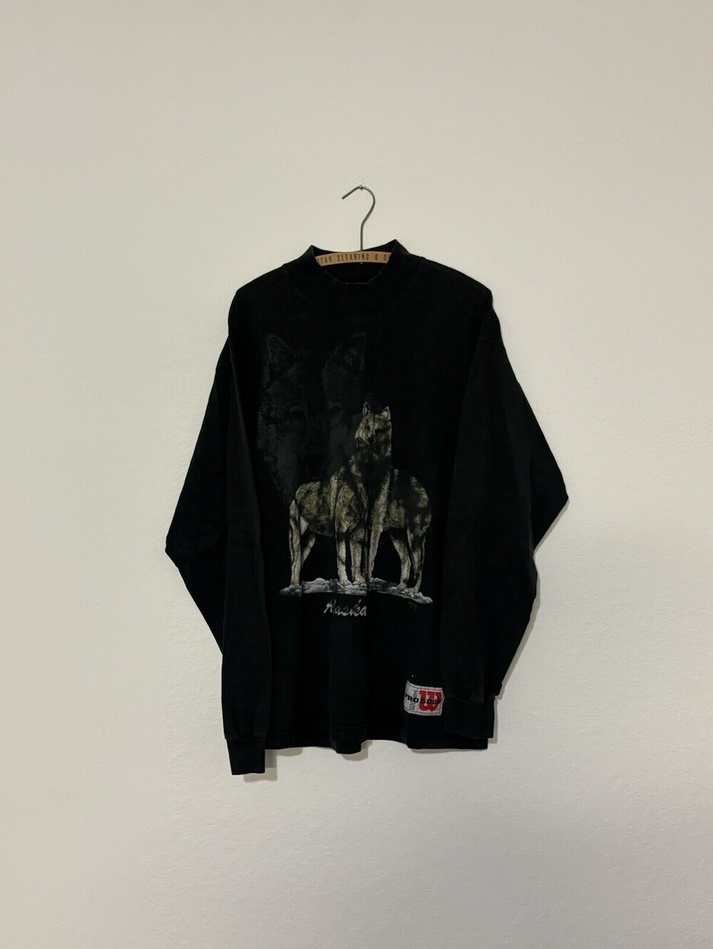 Vintage 90s Wilson Wolfs Alaska Nature Black Long Sleeve Shirt Size XL
